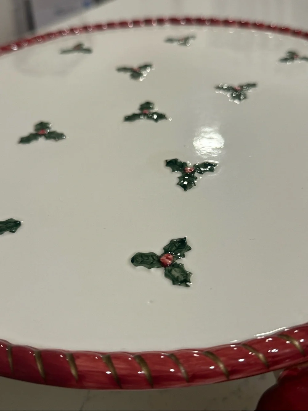 Rare / Fitz & Floyd Old World Christmas Elves 12-Inch Pedestal Cake Stand